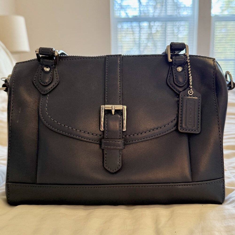 Coach Mini Satchel Crossbody Bag in Navy Blue